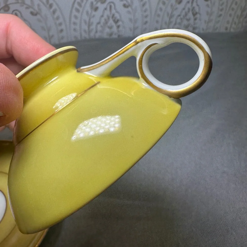 Sango China Cup and Saucer Yellow Floral Gold Trim Made in‎ Occupied Japan VTG